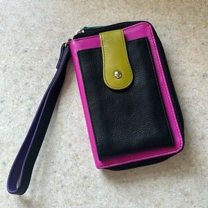 NWOT Color-Block Leather Wallet Wristlet